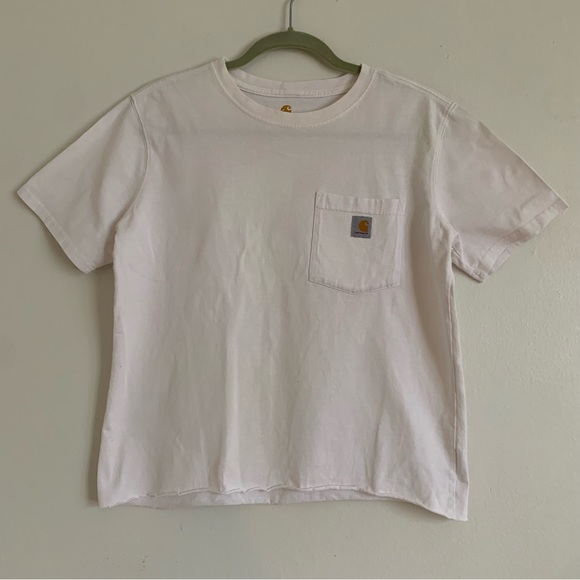 Carhartt Tops - DIY Cutout Carhartt White Short Sleeves Shirt Size Medium